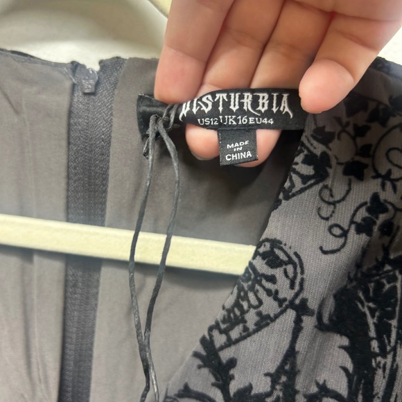 NWT Disturbia Thorned Flocked Chiffon Castle Print Frill Neck Maxi Dress 12 - Picture 2 of 12